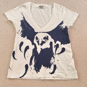 Levi’s Women Cotton White and Blue Eagle Graphic V-Neck Tee Size XS